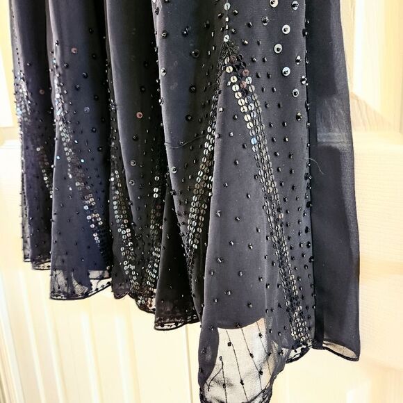 Bice Women's Black Cowl Neck Beaded Dress, US 10 - Picture 2 of 7